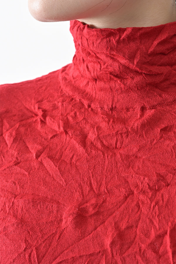 Wrinkle Plain High Neck Pullover