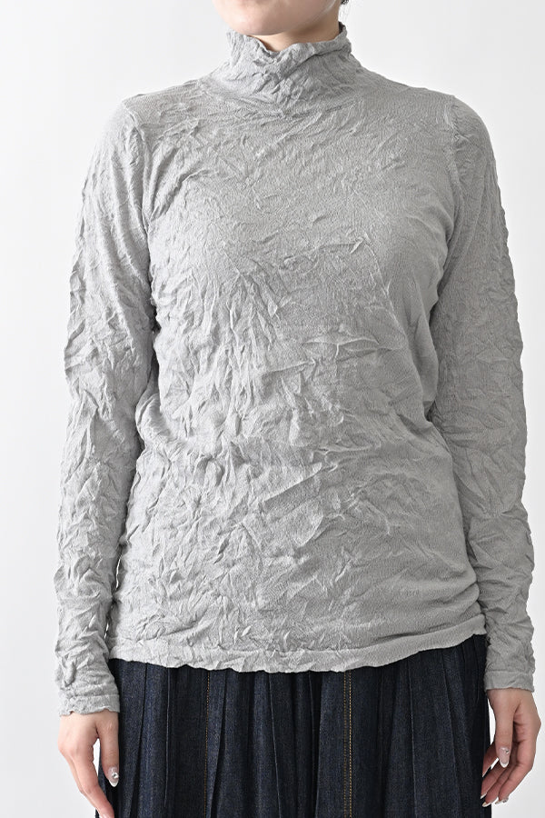 Wrinkle Plain High Neck Pullover