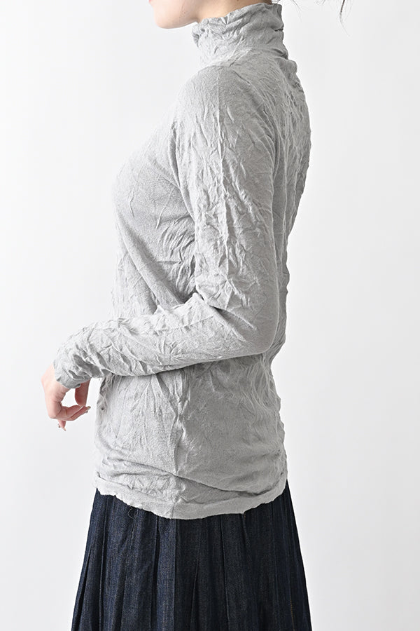 Wrinkle Plain High Neck Pullover