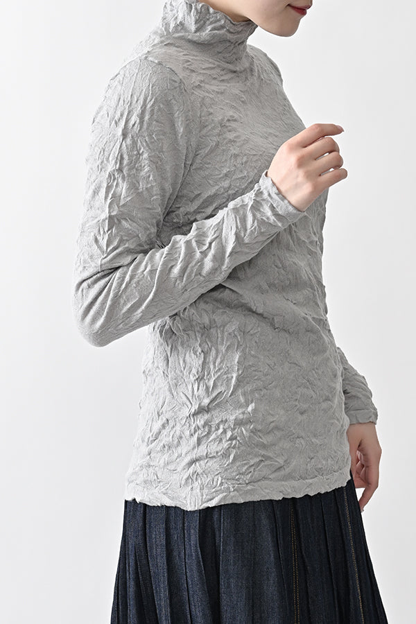 Wrinkle Plain High Neck Pullover