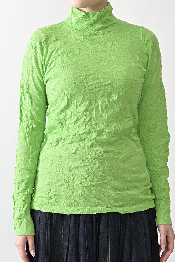 Wrinkle Plain High Neck Pullover
