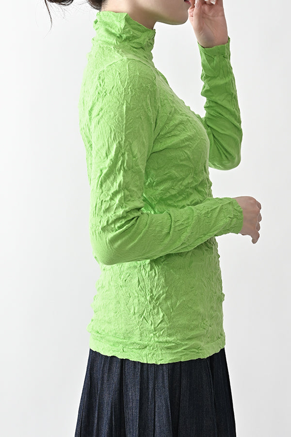 Wrinkle Plain High Neck Pullover