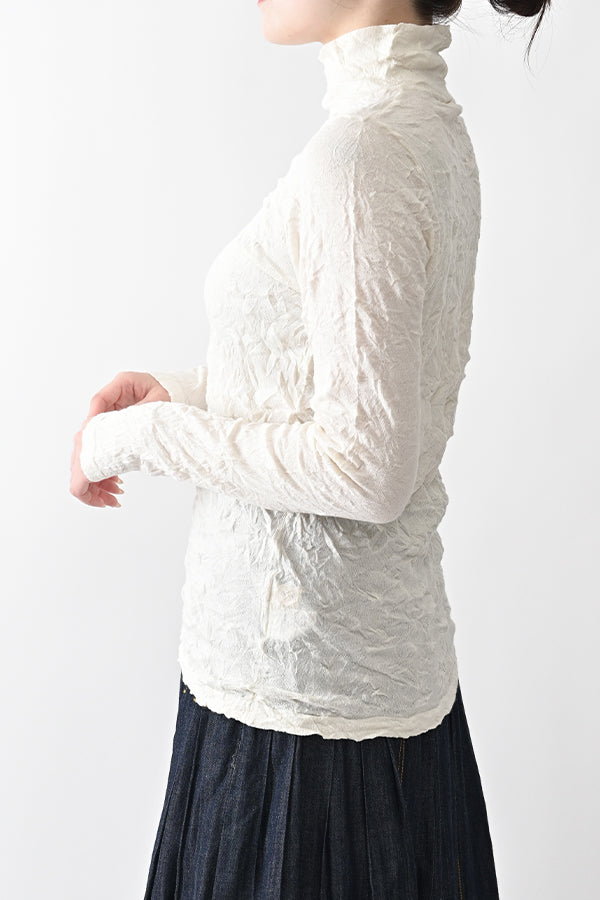 Wrinkle Plain High Neck Pullover