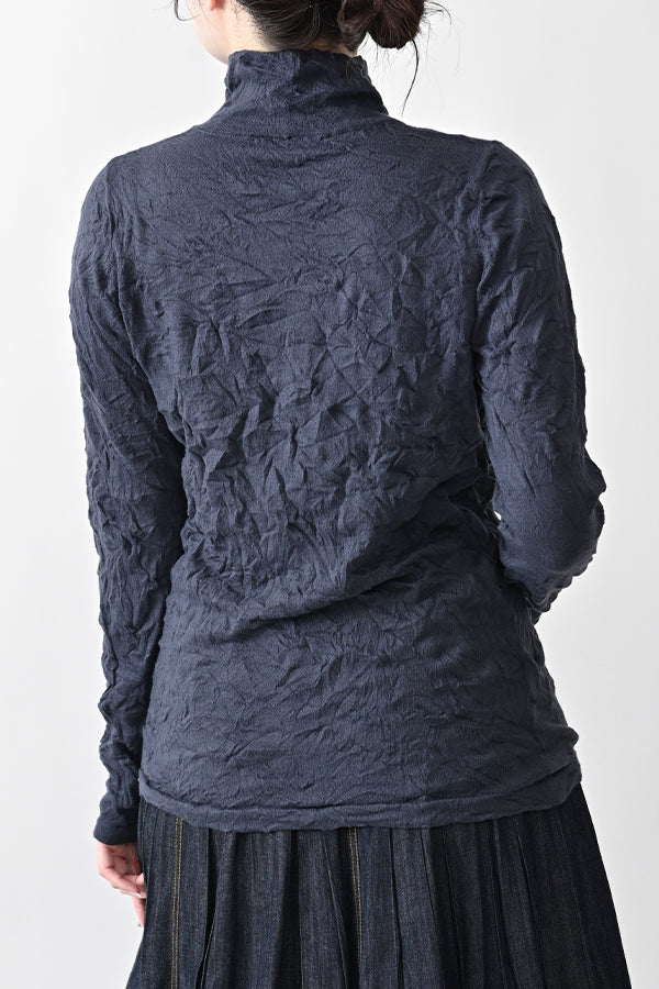 Wrinkle Plain High Neck Pullover