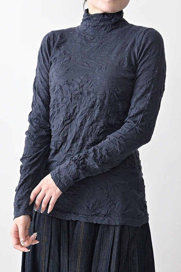Wrinkle Plain High Neck Pullover