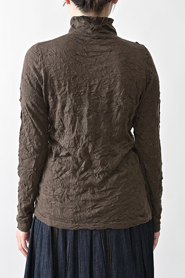 Wrinkle Plain High Neck Pullover