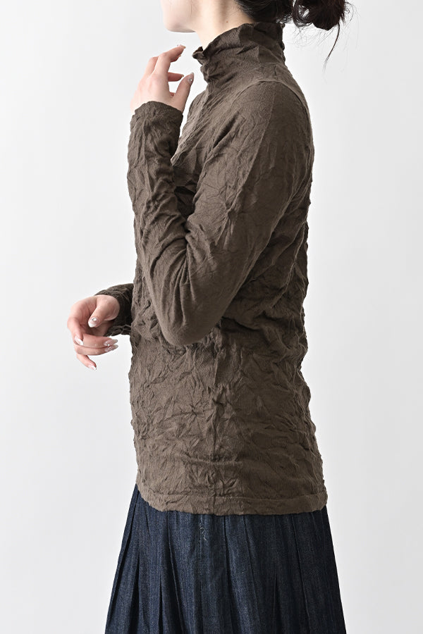 Wrinkle Plain High Neck Pullover