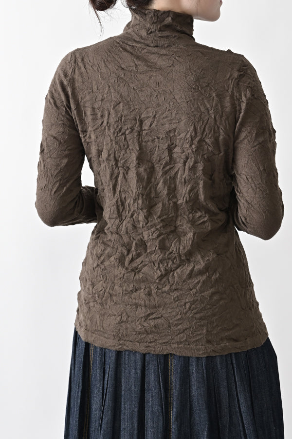 Wrinkle Plain High Neck Pullover