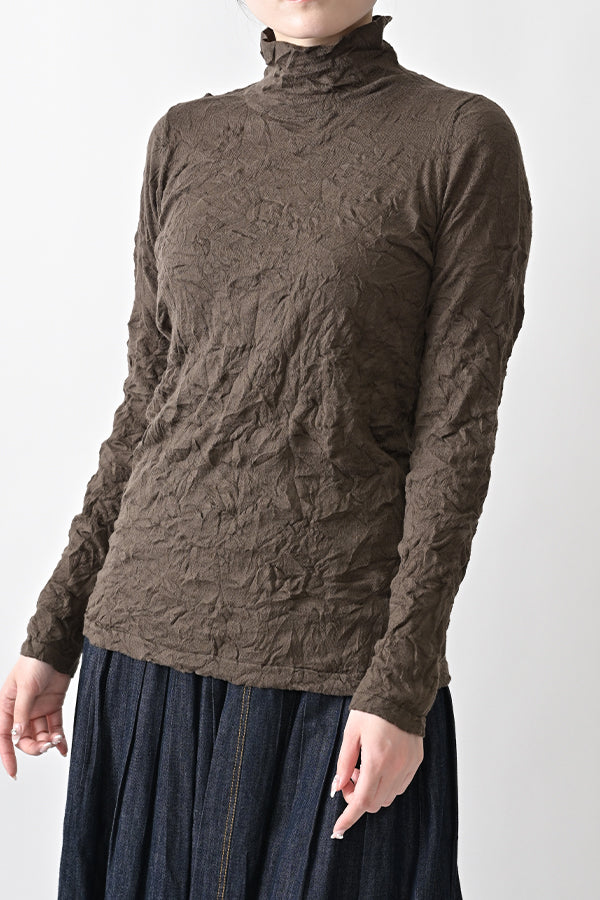 Wrinkle Plain High Neck Pullover