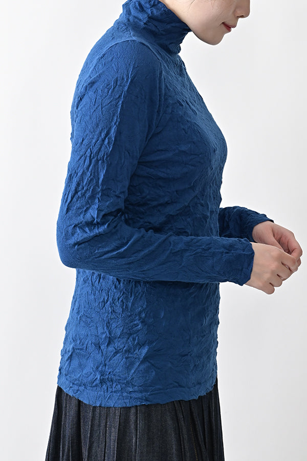 Wrinkle Plain High Neck Pullover