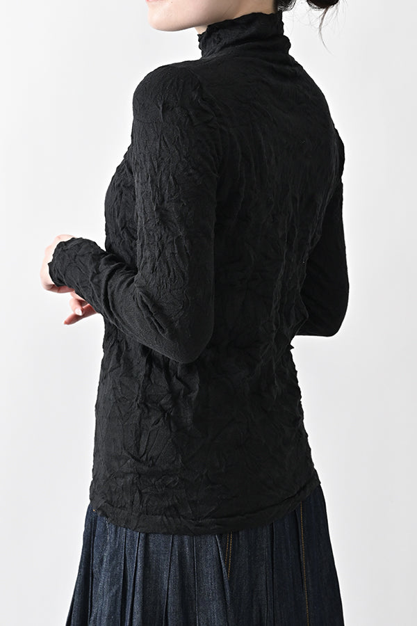 Wrinkle Plain High Neck Pullover