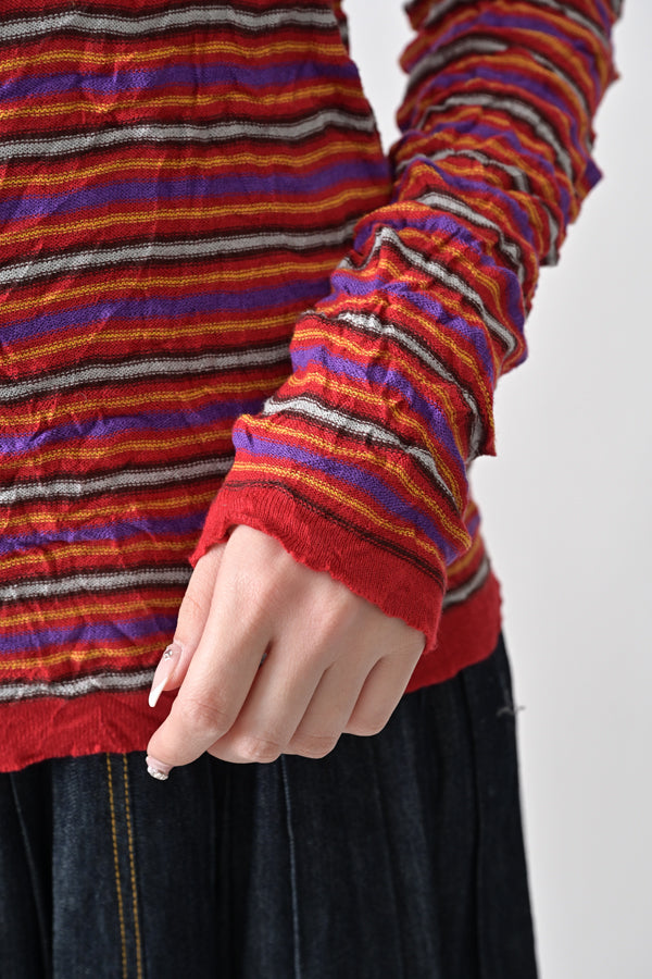 Crinkled Stripe Pullover