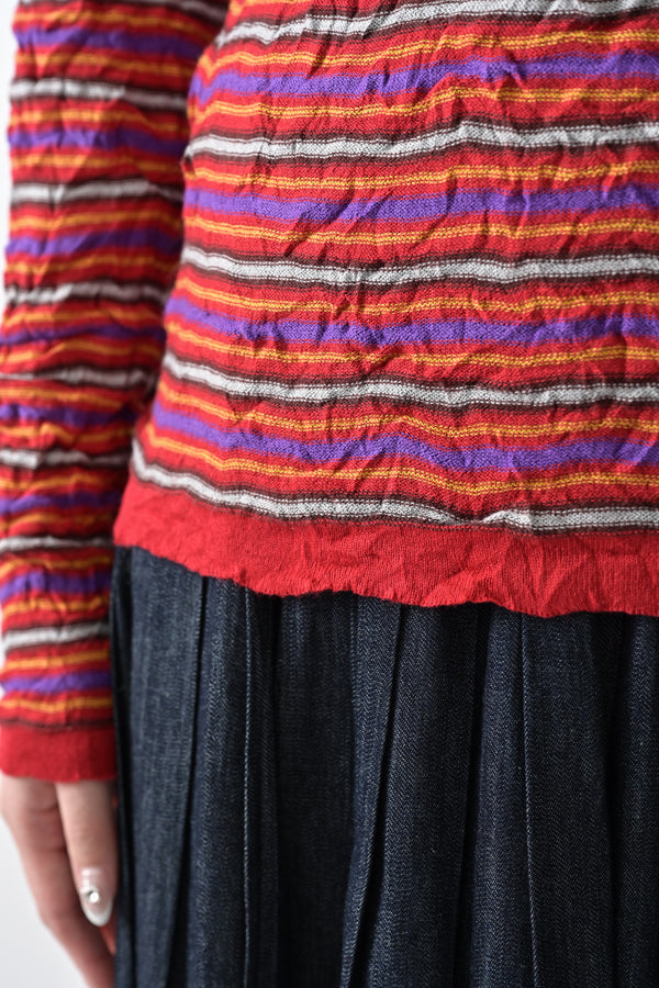 Crinkled Stripe Pullover