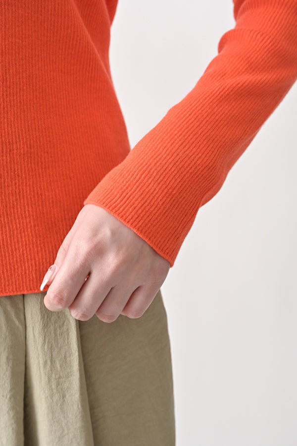 COCOCHI Rib Hooded Round Hem Pullover
