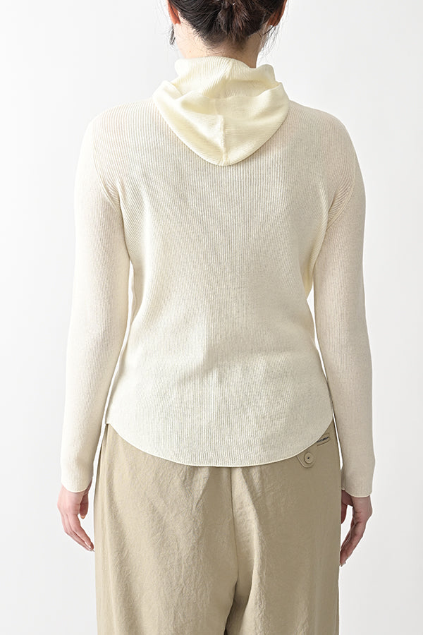 COCOCHI Rib Hooded Round Hem Pullover