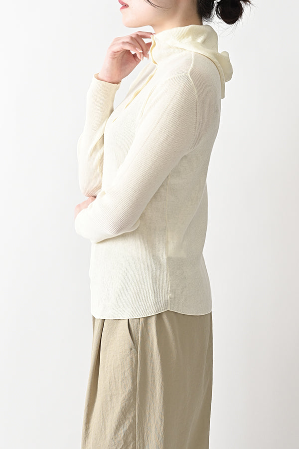 COCOCHI Rib Hooded Round Hem Pullover