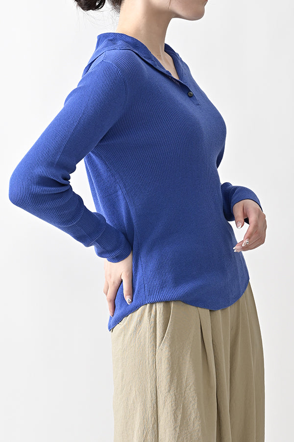 COCOCHI Rib Hooded Round Hem Pullover