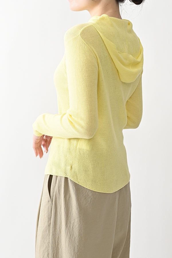 COCOCHI Rib Hooded Round Hem Pullover
