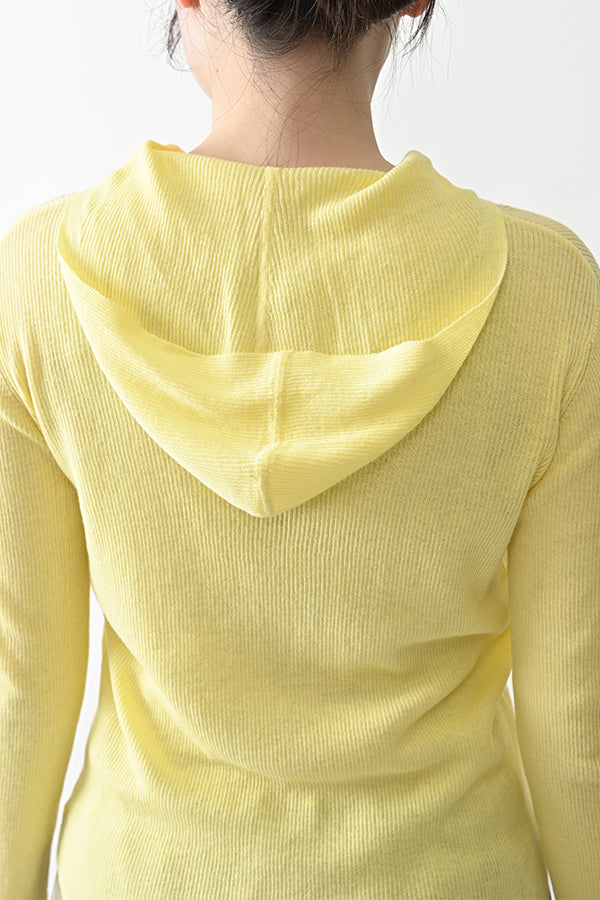 COCOCHI Rib Hooded Round Hem Pullover