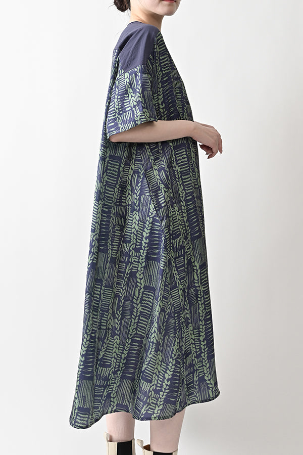 Cable Print Color-Block Dress