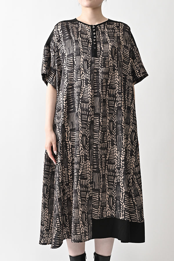 Cable Print Color-Block Dress