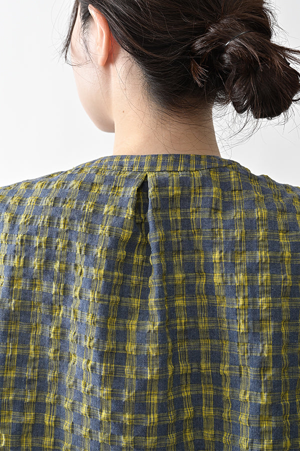 Voluminous Check Frill Blouse