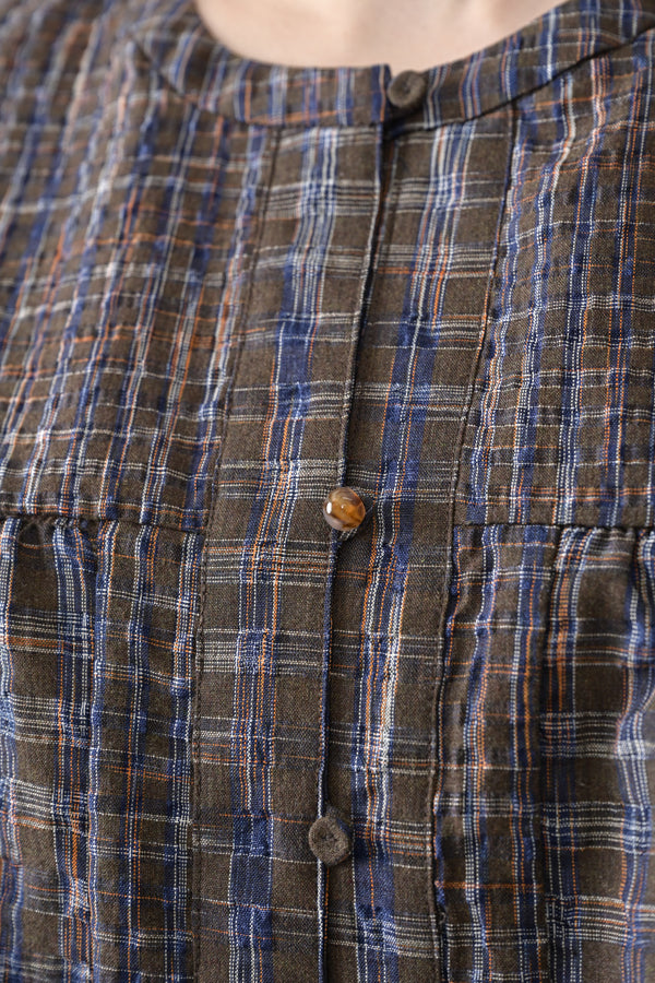 Voluminous Check Frill Blouse