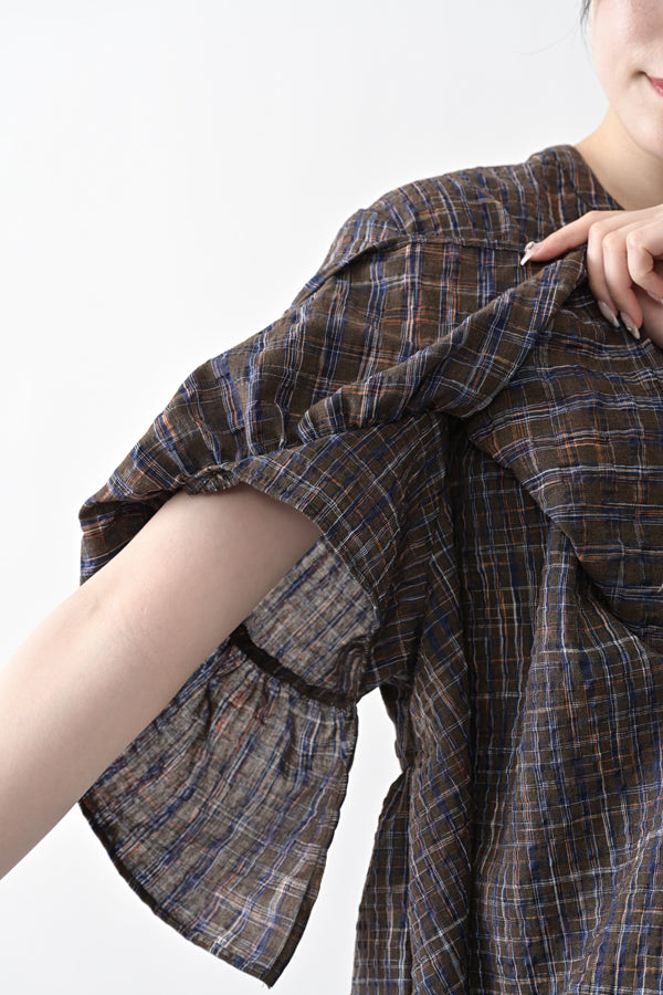 Voluminous Check Frill Blouse