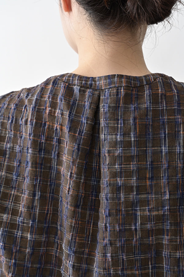 Voluminous Check Frill Blouse