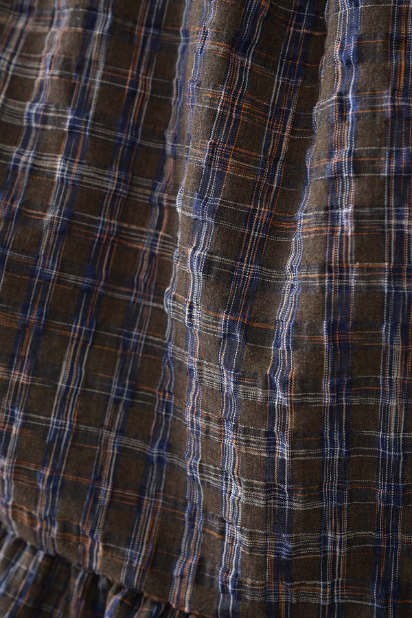 Voluminous Check Frill Blouse