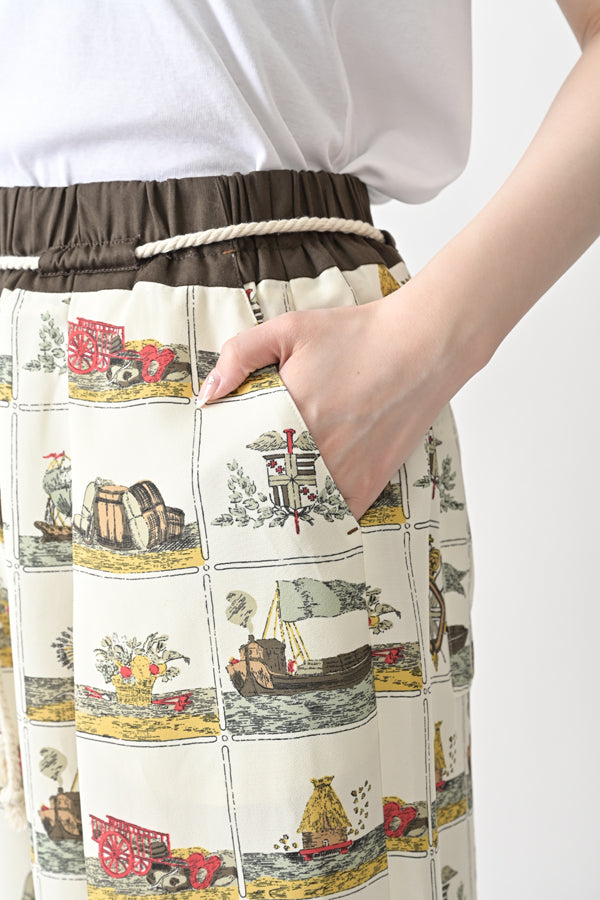 Vintage Scarf Print Trousers