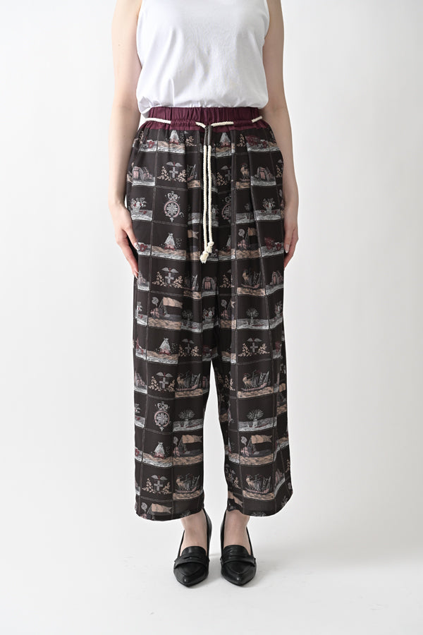 Vintage Scarf Print Trousers