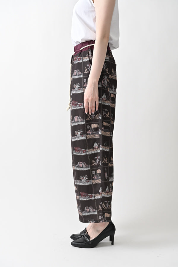Vintage Scarf Print Trousers