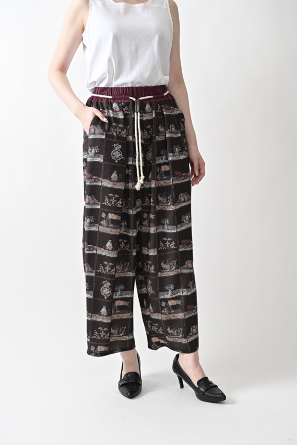 Vintage Scarf Print Trousers