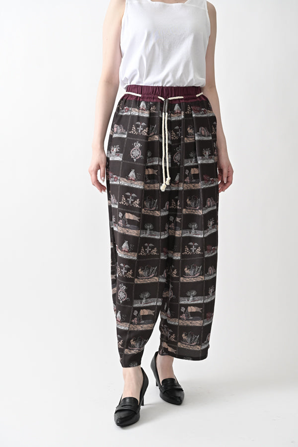 Vintage Scarf Print Trousers