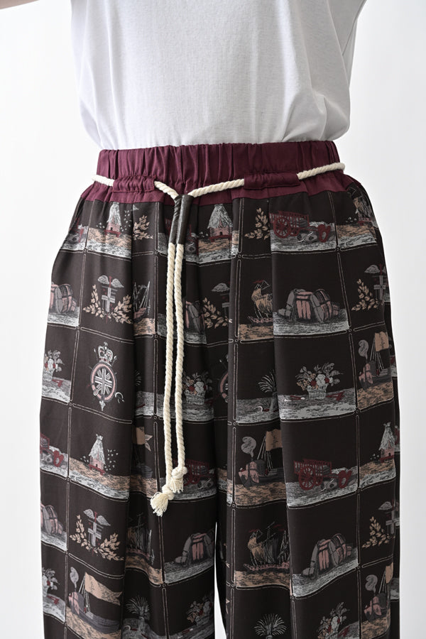 Vintage Scarf Print Trousers