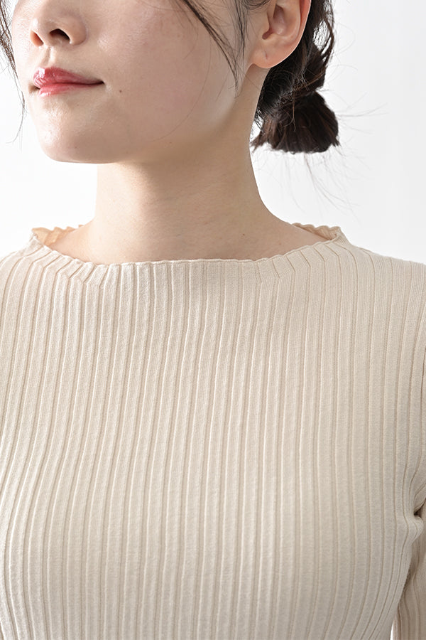 Flared Drape Rib Pullover