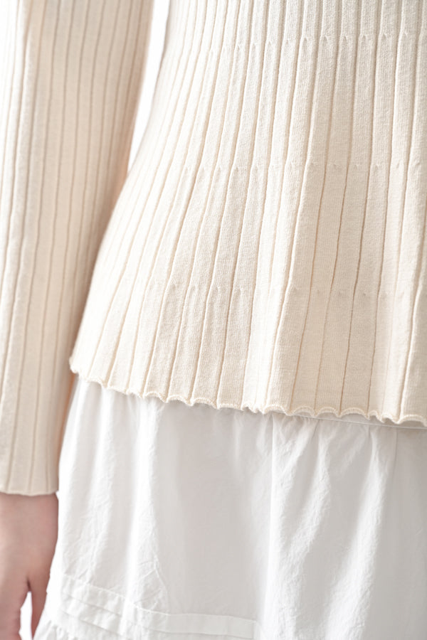 Flared Drape Rib Pullover