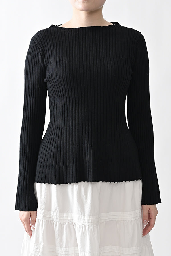 Flared Drape Rib Pullover