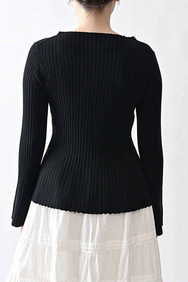 Flared Drape Rib Pullover