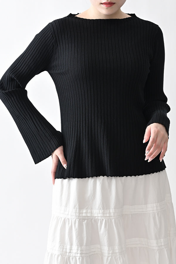 Flared Drape Rib Pullover