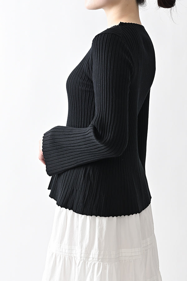 Flared Drape Rib Pullover