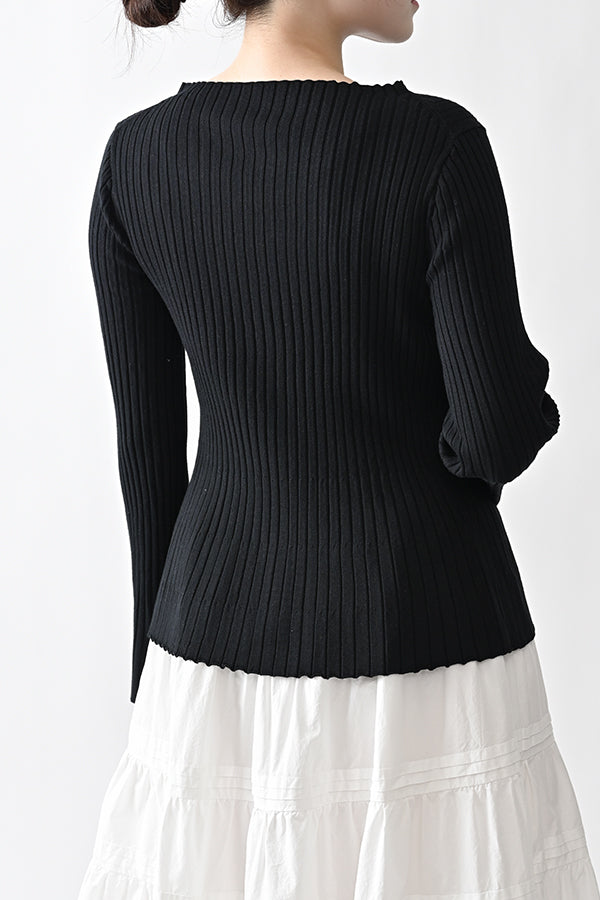 Flared Drape Rib Pullover