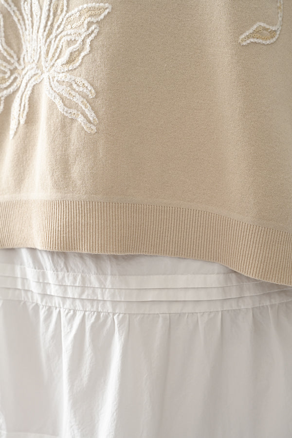 Spangle Embroidered Cocoon Vest