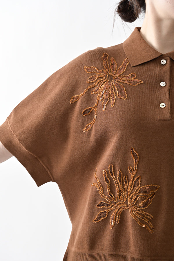 Spangle Embroidered Cocoon Vest