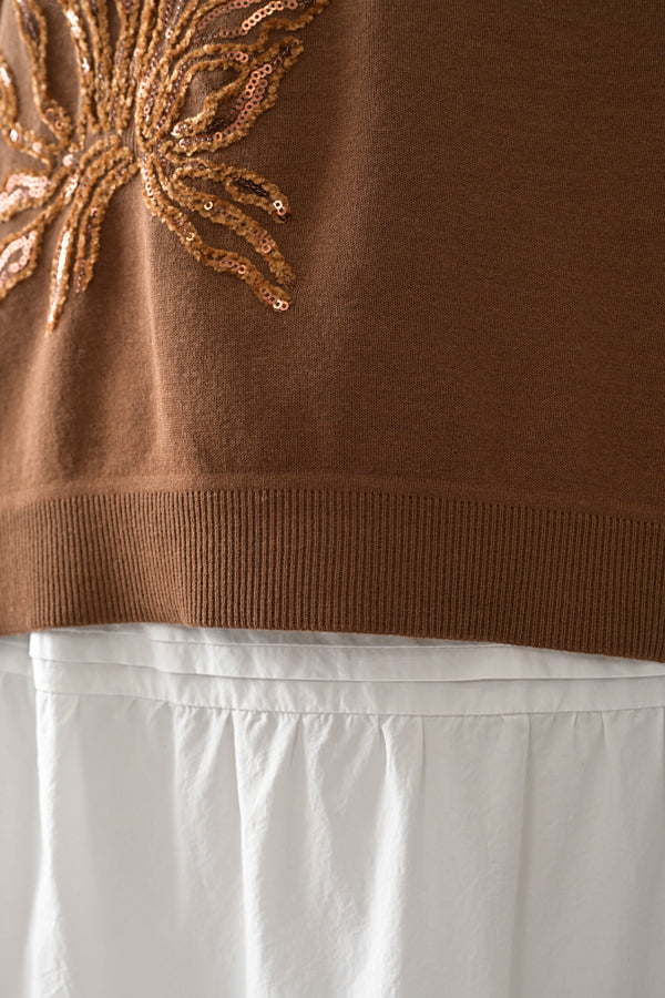 Spangle Embroidered Cocoon Vest