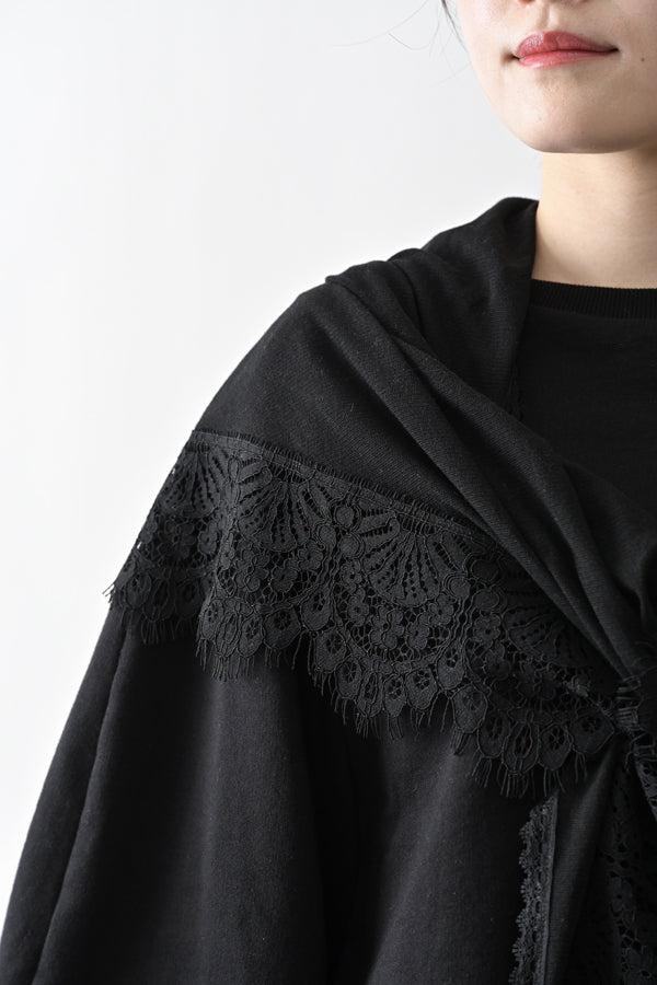 French Terry Pullover with Lace Cape