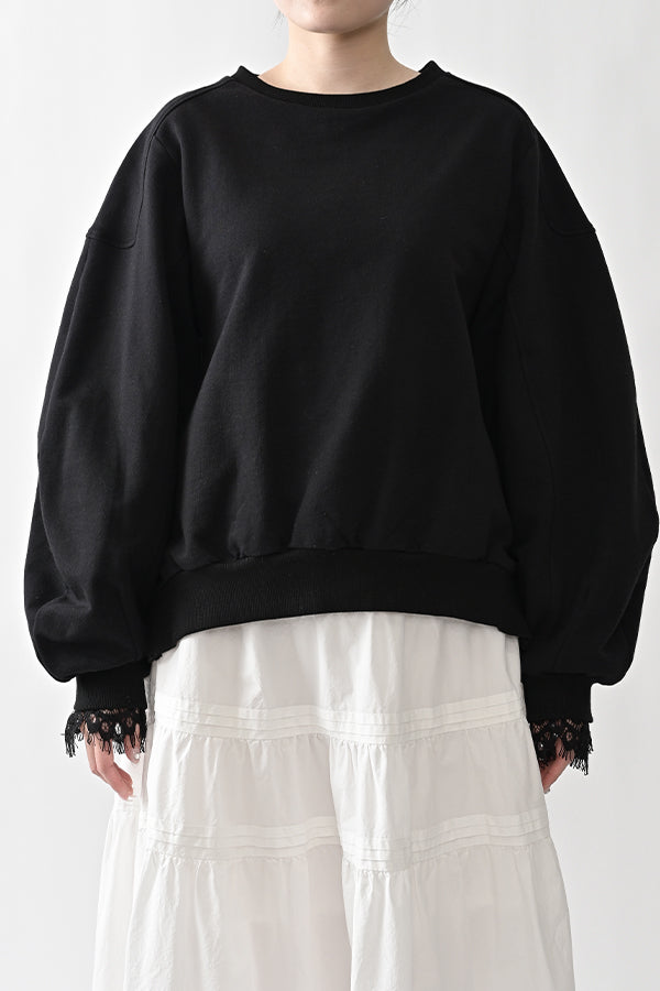 French Terry Pullover with Lace Cape