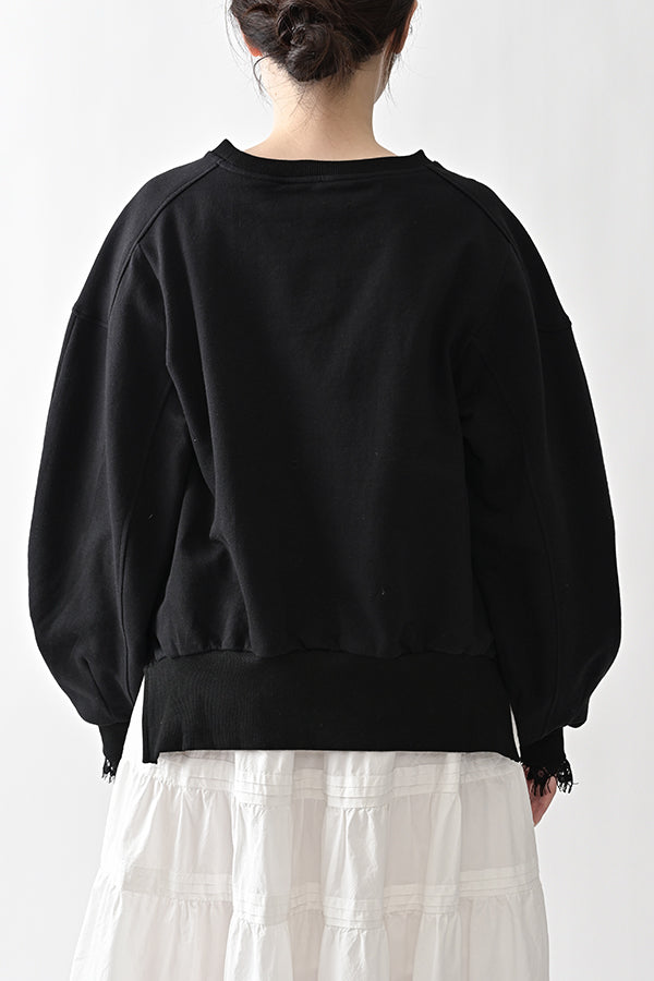 French Terry Pullover with Lace Cape