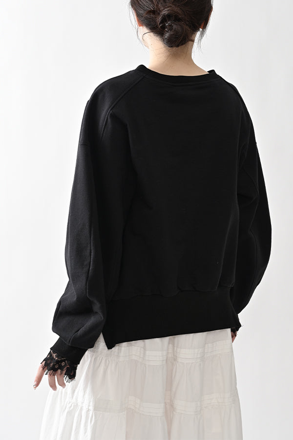 French Terry Pullover with Lace Cape